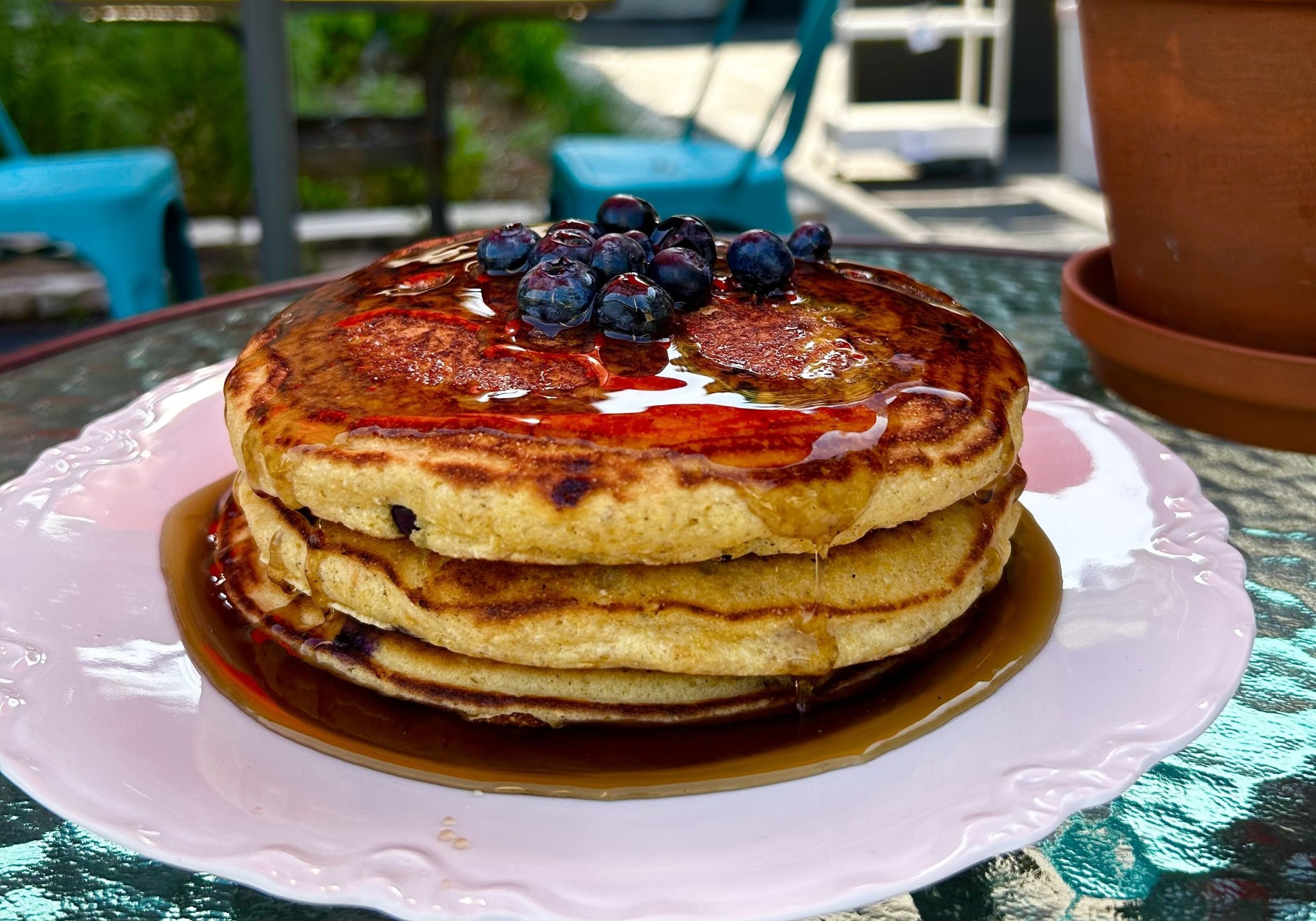 blueberry pancakes 3 Blueberry + Cornmeal Pancakes